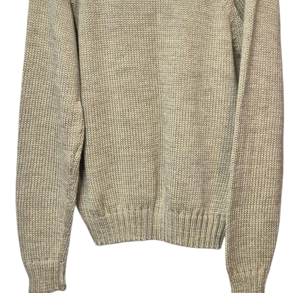 Vintage Men's Classic Cable Knit Crewneck Sweater  Unisex Size Large Tan - Picture 5 of 11